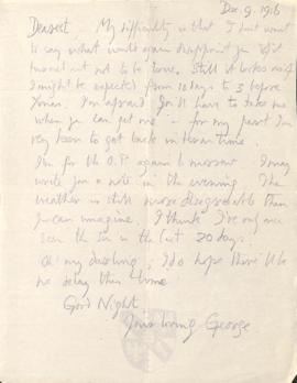 Letter from George to Ruth Mallory, 9 December 1916