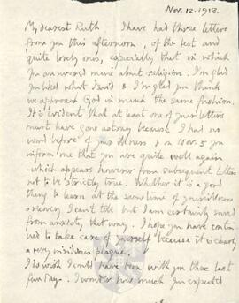 Letter from George to Ruth Mallory, 12 November 1918