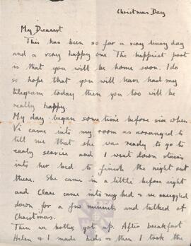 Letter from Ruth to George Mallory, 25 December 1918