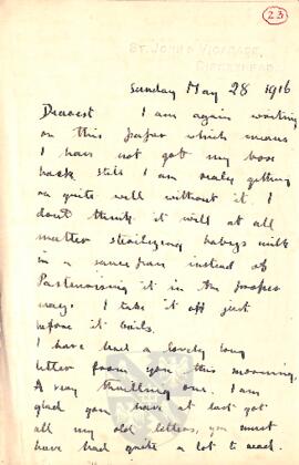 Letter from Ruth to George Mallory, 28 May 1916