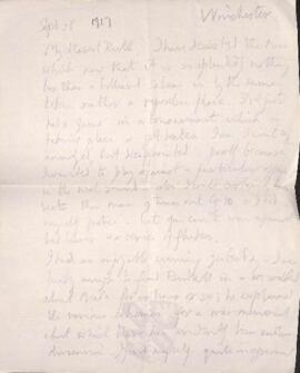 Letter from George to Ruth Mallory, 26 September 1917