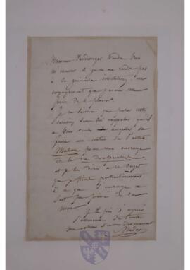 Letter from Jean Baptiste Madou to Jean-Sylvain Van de Weyer.