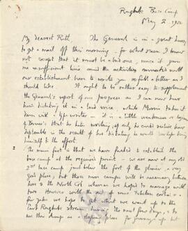 Letter from George to Ruth Mallory, 2 May 1922