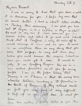 Letter from Ruth to George Mallory, 7 October 1918