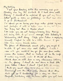 Letter from Ruth to George Mallory, c. 10 August 1915