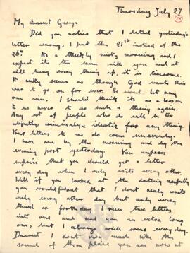 Letter from Ruth to George Mallory, 27  July 1916