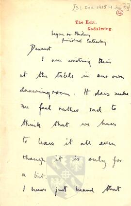 Letter from Ruth to George Mallory, c. 31 December 1915