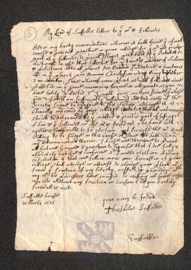 Letters from 1st Earl of Suffolk, 1637
