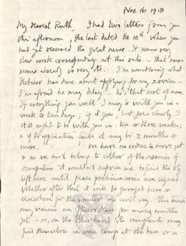 Letter from George to Ruth Mallory, 16-17 November 1918