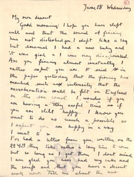 Letter from Ruth to George Mallory, 28 June 1916