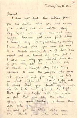 Letter from Ruth to George Mallory, 16 May 1916