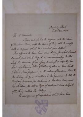 Letter from George Hamilton Gordon, 4th earl of Aberdeen, to Jean Sylvain Van de Weyer