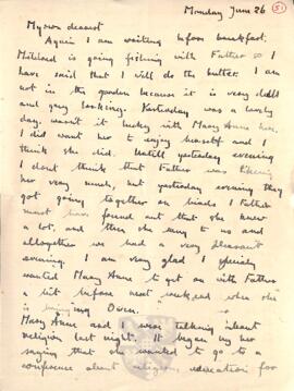Letter from Ruth to George Mallory, 26 June 1916
