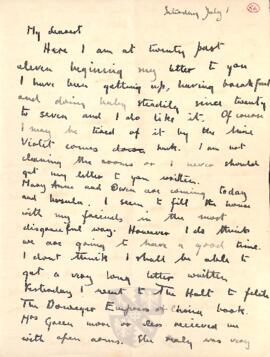 Letter from Ruth to George Mallory, 1 July 1916