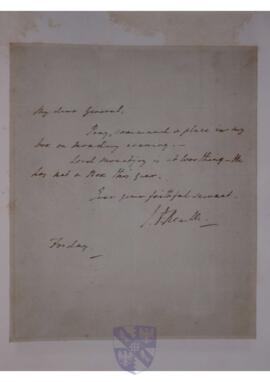 Invitation from John Philip Kemble to an unidentified military general