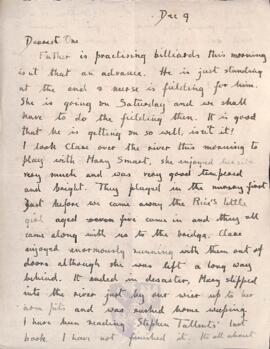 Letter from Ruth to George Mallory, 9 December 1918