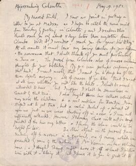 Letter from George to Ruth Mallory, 9 May 1921