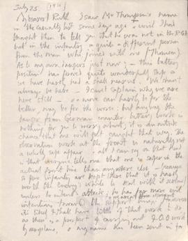 Letter from George to Ruth Mallory, 25 July 1916