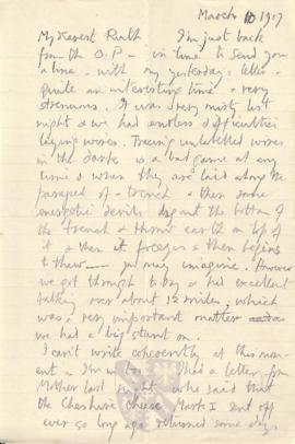 Letter from George to Ruth Mallory, 10 March 1917