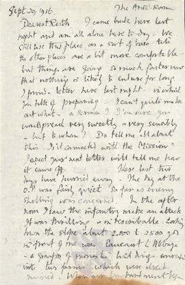 Letter from George to Ruth Mallory, 29 September 1916