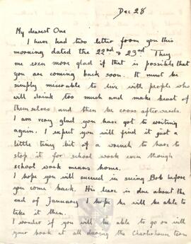 Letter from Ruth to George Mallory, 28 December 1918