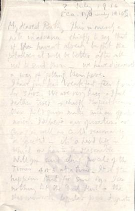 Letter from George to Ruth Mallory, c. 11 or 12 July 1916