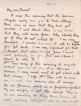 Letter from Ruth to George Mallory, 8 November 1918