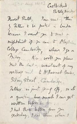 Letter from George to Ruth Mallory, 11 August 1915