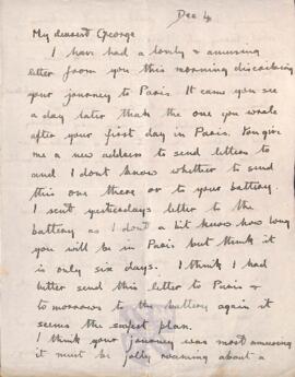 Letter from Ruth to George Mallory, 4 December 1918