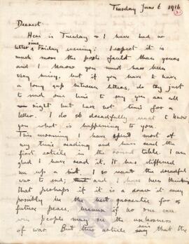 Letter from Ruth to George Mallory, 6 June 1916