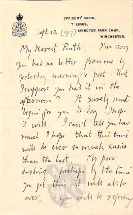 Letter from George to Ruth Mallory, 12 September 1917