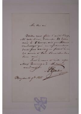 Letter from Alexandre Gendebien to  Jean-Sylvain Van de Weyer