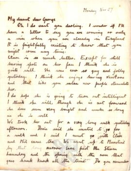 Letter from Ruth to George Mallory, 27 November 1916