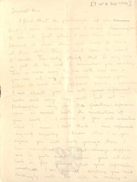 Letter from Ruth to George Mallory, c. 6 September 1916