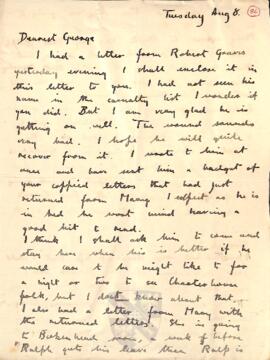 Letter from Ruth to George Mallory, 8 August 1916