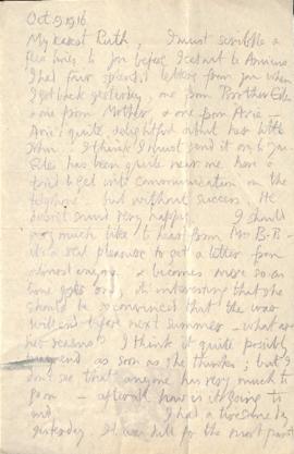 Letter from George to Ruth Mallory, 9 October 1916