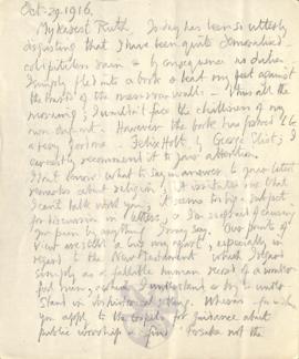 Letter from George to Ruth Mallory, 29-30 October 1916