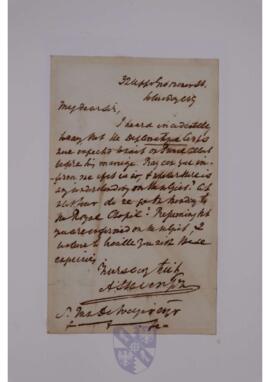 Letter from Andrew Stevenson to Jean-Sylvain Van de Weyer