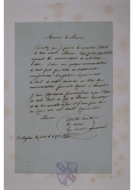 Letter from Eugène de Smet to Jean-Sylvain Van de Weyer