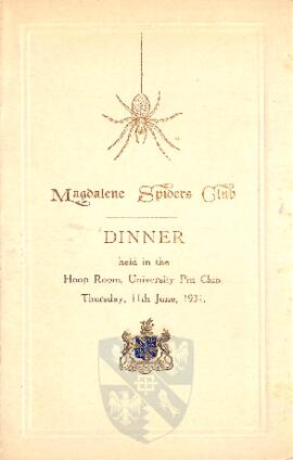 Spider Club Menu 1931