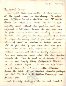 Letter from Ruth to George Mallory, 25 October 1916