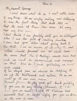 Letter from Ruth to George Mallory, 11 November 1918