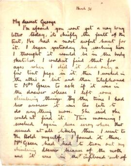 Letter from Ruth to George Mallory, 31 March 1917