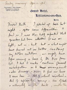 Letter from George to Ruth Mallory, 2 April 1916