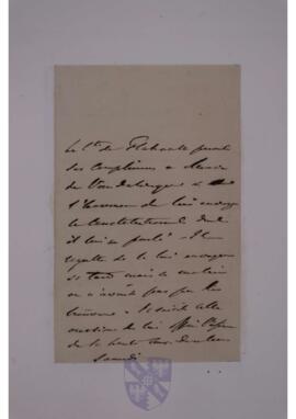 Letter from an unidentified person to Jean-Sylvain Van de Weyer