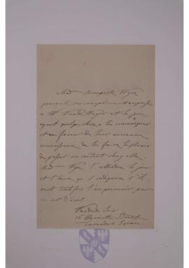 Letter from Marie de Solms to Jean-Sylvain Van de Weyer