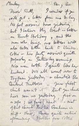 Letter from George to Ruth Mallory, 2 August 1915