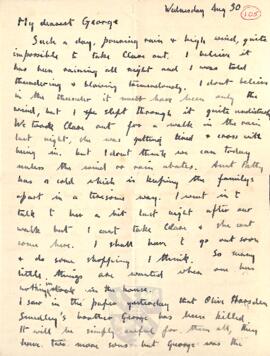 Letter from Ruth to George Mallory, 30  August 1916