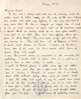 Letter from Ruth to George Mallory, 6 October 1916