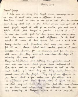 Letter from Ruth to George Mallory, 9 October 1916